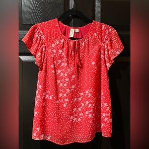 Anthropologie Joie Gold Fleck Flutter Sleeve Blouse